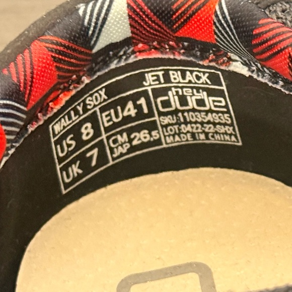 Hey Dude Wally Sox Shoes Mens Size 8 Jet Black Knit Slip On Casual Comfort - Picture 5 of 7